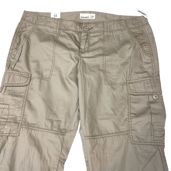 Old Navy Capri Pants Women's Size 14 Tan Wide Leg Low Rise Flat Front Outdoor - Picture 12 of 16